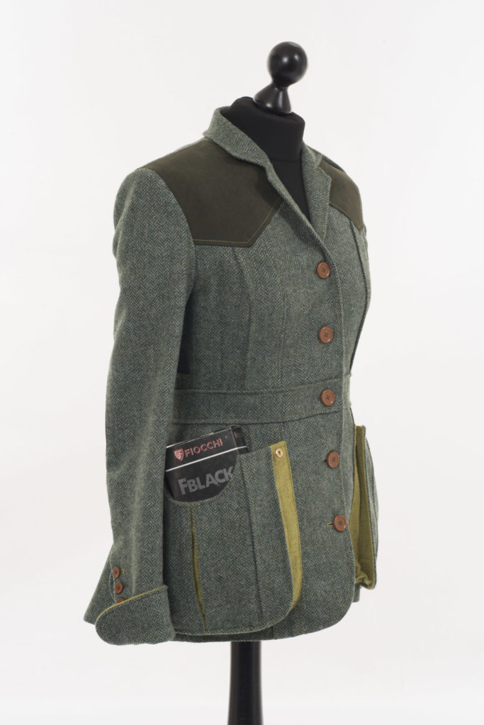 Ladies Norfolk Jacket – Green Herringbone – Made in England