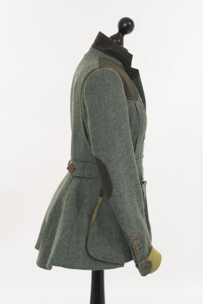 Ladies Norfolk Jacket – Green Herringbone – Made in England