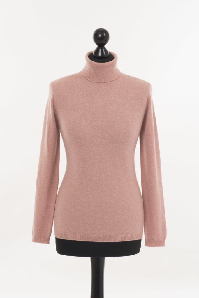 Ladies Cashmere Polo Neck – Champagne Pink