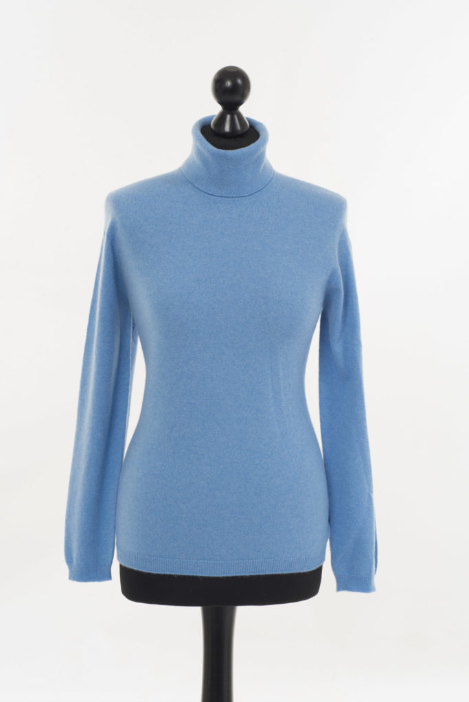 Ladies Cashmere Polo Neck – Castlebar Blue
