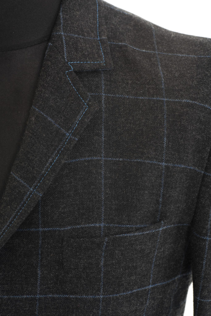 Sarsfield Jacket – Charcoal with Blue Check – Made in England