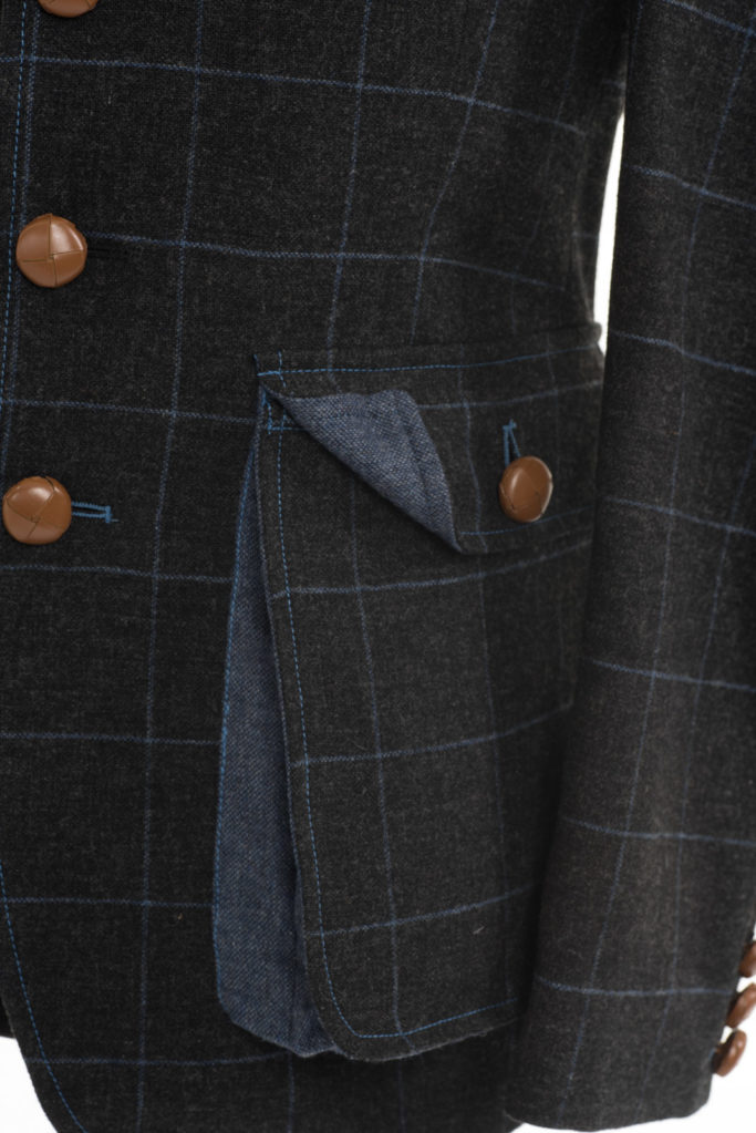Sarsfield Jacket – Charcoal with Blue Check – Made in England