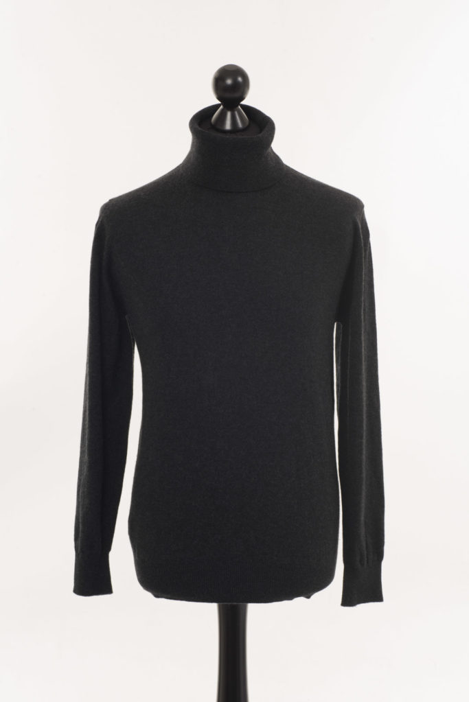 Mens Cashmere Polo Neck – Charcoal Grey