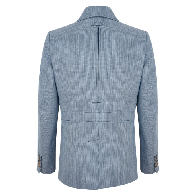 Clanmorris Jacket – Marine Wool-Linen Microcheck – Made in England