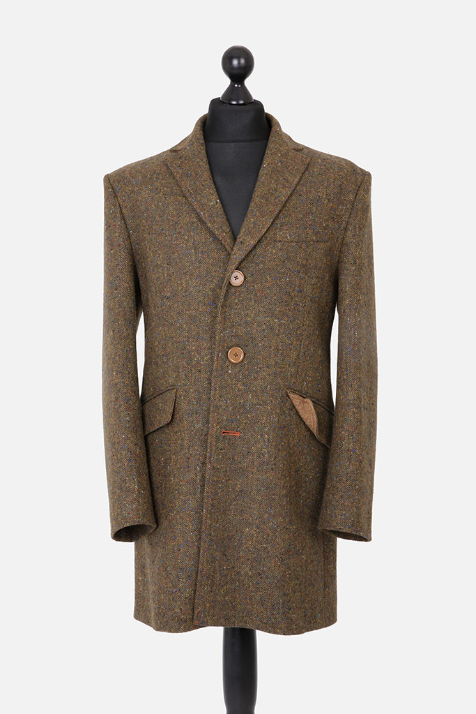 Turberville Topcoat – Brown Donegal Tweed – Made in England