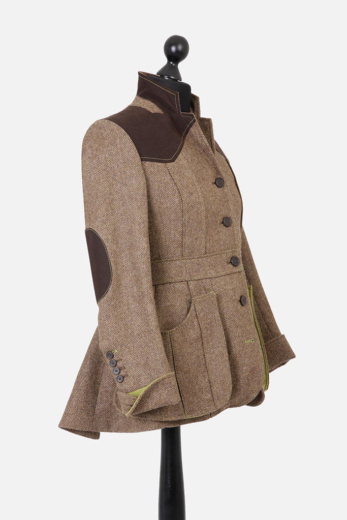 Ladies Norfolk Jacket – Brown Herringbone – Made in England