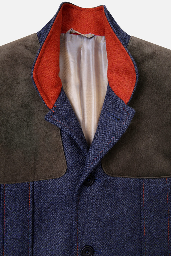 Norfolk Jacket – Denim Blue Herringbone – Made in England