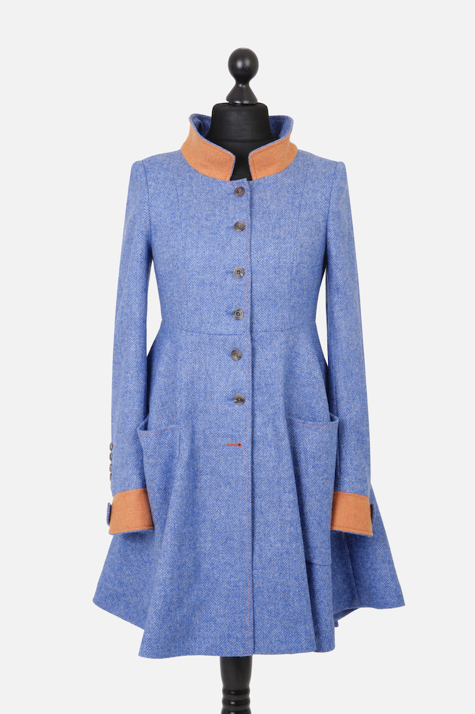 Castlebar Coat – Blue Herringbone – Made in England