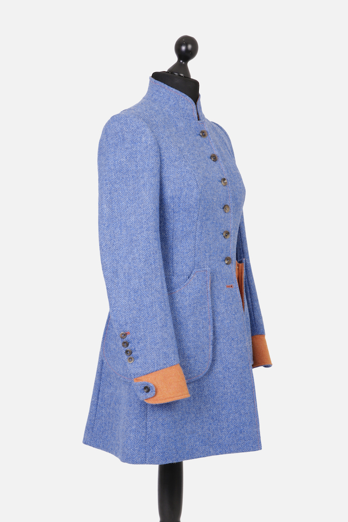 Sligo Coat – Blue Herringbone – Made in England