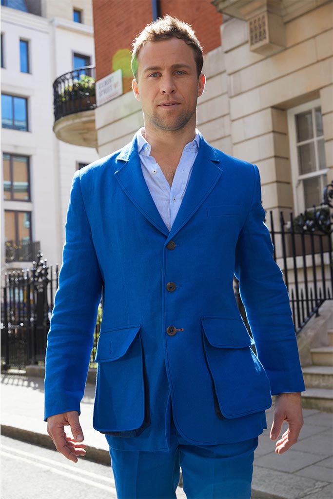 Sarsfield Jacket – Celtic-Blue  Irish Linen – Made in England