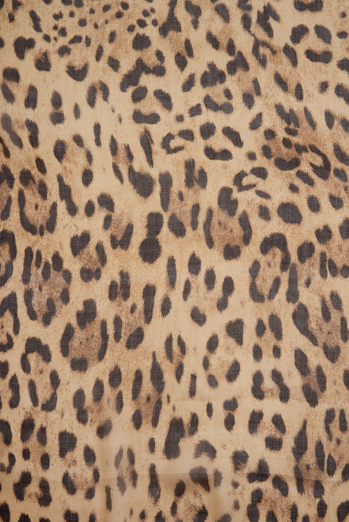Leopard Scarf – Tan Silk Chiffon