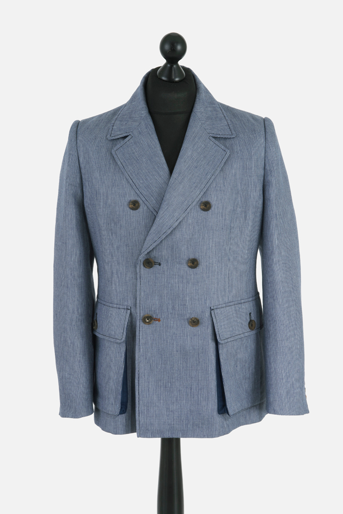 Clanmorris Jacket – Marine Wool-Linen Microcheck – Made in England