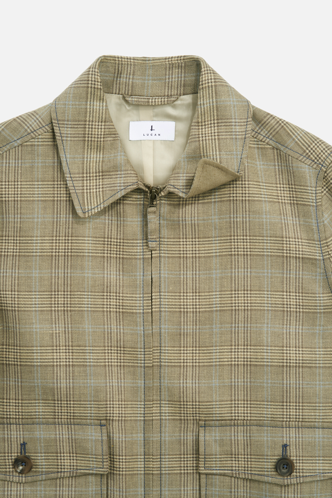 Fauconberg Jacket – Tan Wool-Linen Check – Made in England