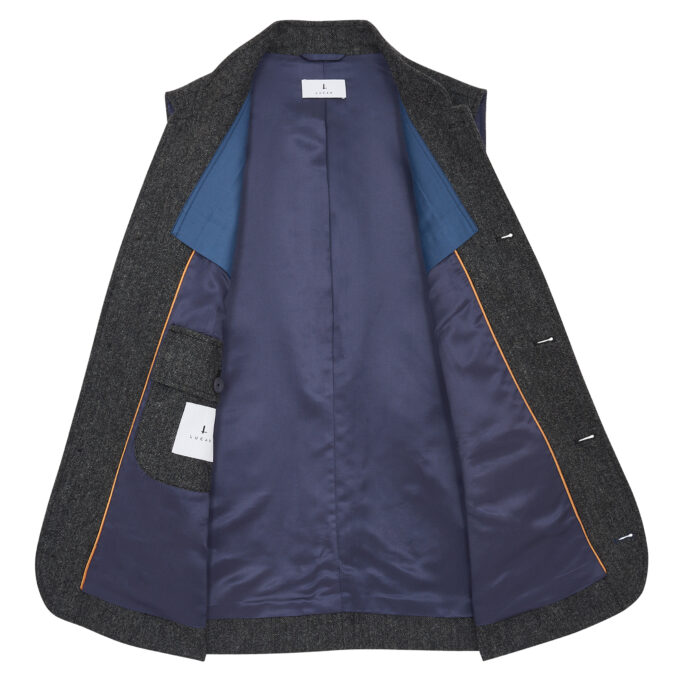 Lucan Gilet Vest – Charcoal Donegal – Luxury Wool – Made in England